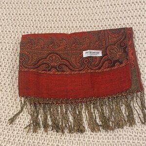 NWOT Pashmina Red and Brown Paisley Shawl